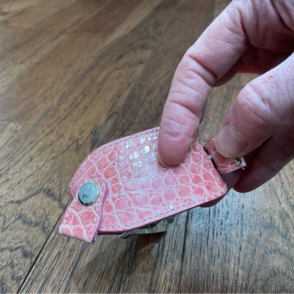 Authentic MICHELE Deco 18mm Watch Alligator Cuff Band in Pink. rare! - Picture 10 of 15